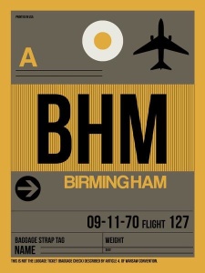 NAXART Studio - BHM Birmingham Luggage Tag I