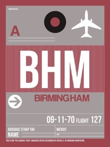 NAXART Studio - BHM Birmingham Luggage Tag II