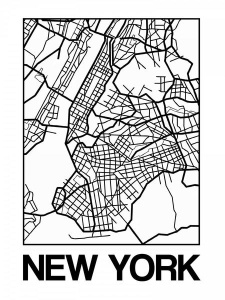 NAXART Studio - White Map of New York