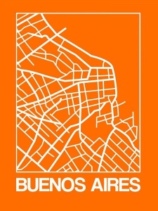 NAXART Studio - Orange Map of Buenos Aires