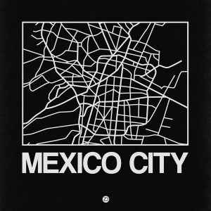 NAXART Studio - Black Map of Mexico City