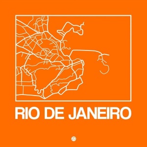 NAXART Studio - Orange Map of Rio De Janeiro
