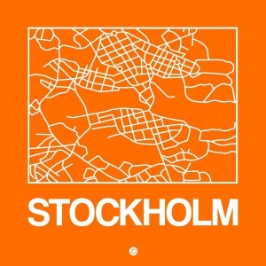 NAXART Studio - Orange Map of Stockholm
