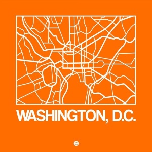 NAXART Studio - Orange Map of Washington, D.C.