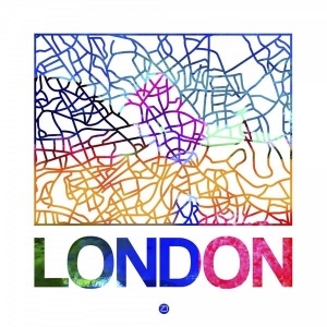 NAXART Studio - London Watercolor Street Map