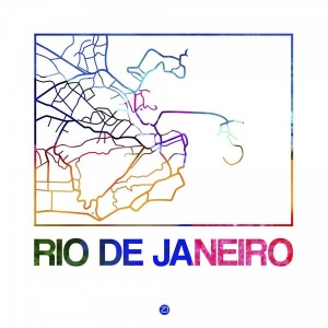 NAXART Studio - Rio De Janeiro Watercolor Street Map