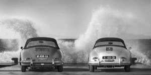 Gasoline Images - Ocean Waves Breaking on Vintage Beauties (BW)