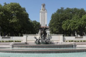 Carol Highsmith - Littlefield Fountain at the University of Texas at Austin, with the historic University of Texas Tower in the distance