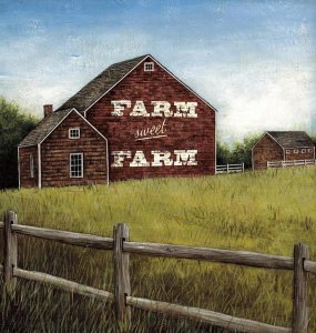 David Carter Brown - Weathered Barns Red with Words