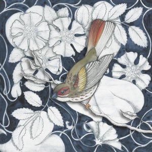 Elyse DeNeige - Arts and Crafts Bird Indigo II
