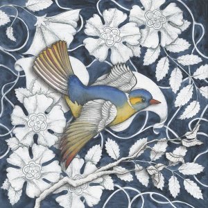 Elyse DeNeige - Arts and Crafts Bird Indigo III