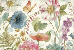 Lisa Audit - Rainbow Seeds Flowers I on Wood Cream