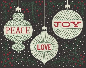 Michael Mullan - Jolly Holiday Ornaments Peace Love Joy