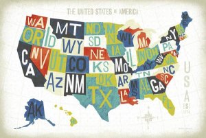 Michael Mullan - Letterpress USA Map