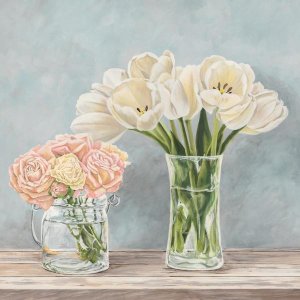 Remy Dellal - Fleurs et Vases Aquamarine I