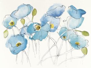 Shirley Novak - Black Line Poppies III Watercolor