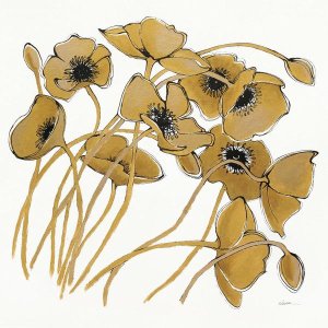 Shirley Novak - Gold Black Line Poppies II