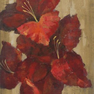 Silvia Vassileva - Vivid Red Gladiola on Gold Crop