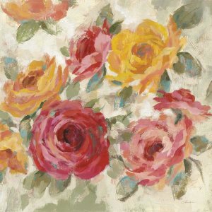 Silvia Vassileva - Brushy Roses Crop with Teal