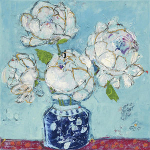 Kellie Day - Vase of Peonies Aqua