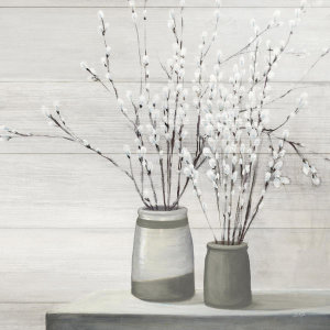 Julia Purinton - Pussy Willow Still Life Gray Pots Shiplap