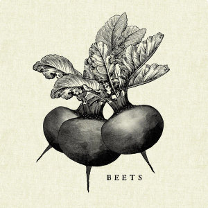 Studio Mousseau - Linen Vegetable BW Sketch Beets