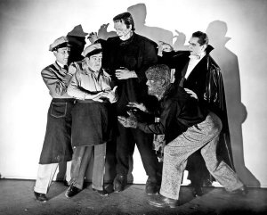 Hollywood Photo Archive - Abbott & Costello - Promotional Still with Frankenstein, Dracula and Wolfman