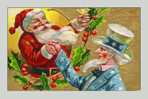 Hollywood Photo Archive - Santa with Uncle Sam Litho