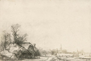 Rembrandt van Rijn - Cottage beside a Canal, ca. 1645