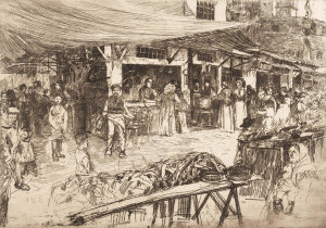 Otto Henry Bacher - The Old Market, Florence 1881