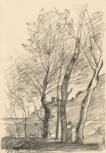 Jean-Baptiste-Camille Corot - Reading beneath the Trees 1874