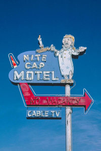 John Margolies - Nite Cap Motel sign, Route 2, Williston, North Dakota