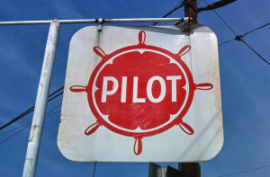 John Margolies - Pilot Gasoline sign, 5th and Broad Streets, Saint Pauls, North Carolina