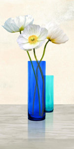 Cynthia Ann - Poppies in crystal vases (Aqua II)