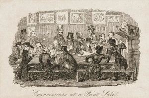 George Cruikshank - Connoisseurs at a Print Sale, ca. 1828