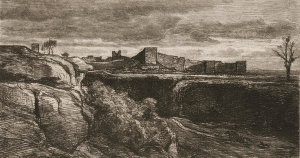 Charles Francois Daubigny - Landscape with Ruins, 19th century