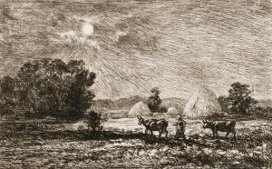 Charles Francois Daubigny - Moonlight at Valmondois (Clair de lune a Valmondois), 1877