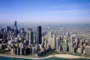 Carol Highsmith - Aerial view of lakeshore Chicago Illinois