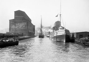 Vintage Chicago - Chicago River elevators Chicago Illinois