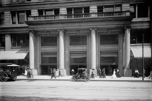 Vintage Chicago - Entrance to Marshall Fields Store Chicago Illinois