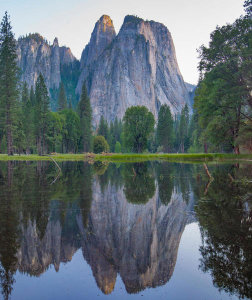 Tim Fitzharris - Granite peaks reflected in river, Yosemite Valley, Yosemite National Park, California