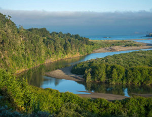 Tim Fitzharris - Gualala River flowing into Pacific Ocean, California