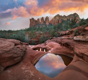 Tim Fitzharris - Coffee Pot Rock and the Seven Sacred Pools at sunset near Sedona, Arizona