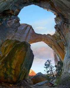 Tim Fitzharris - Rock arch at sunrise, La Ventana Arch, El Malpais National Monument, New Mexico