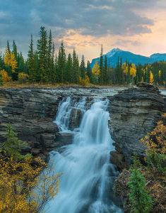 Tim Fitzharris - Athabasca Falls and Mount Fryatt, Rocky Mountains, Jasper National Park, Alberta, Canada