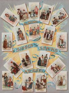 J. Ottmann Lith. Co. - Advertising Poster - All Nations Use Singer Sewing Machines, ca. 1892 