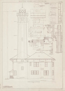 Department of Commerce. Bureau of Lighthouses - Plan for Lighthouse on Alcatraz Island, California, Northwest Elevation, 1909