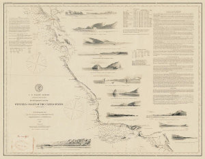 Department of Commerce. Bureau of Lighthouses - Chart of California Coast with Lighthouses Annotated, 1853