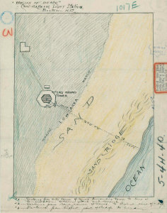 Department of Commerce. Bureau of Lighthouses - Cape Hatteras, North Carolina - Map Sketch, Erosion Of Beach, ca. 1919