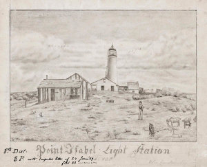 Department of Commerce. Bureau of Lighthouses - Point Isabel, Texas - Drawing of the Lighthouse, 1869